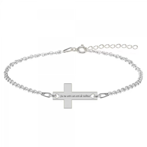 Bratara argint cruciulita 16 mm - personalizata cu text